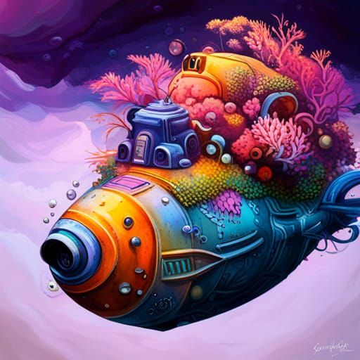 Mini Submarine Adventure in Graffiti Art Style