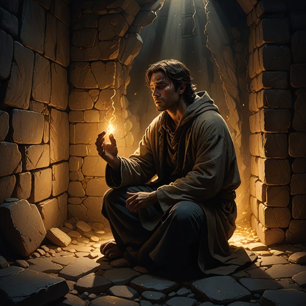 Person Rises from Slumber in Dimly Lit Chamber