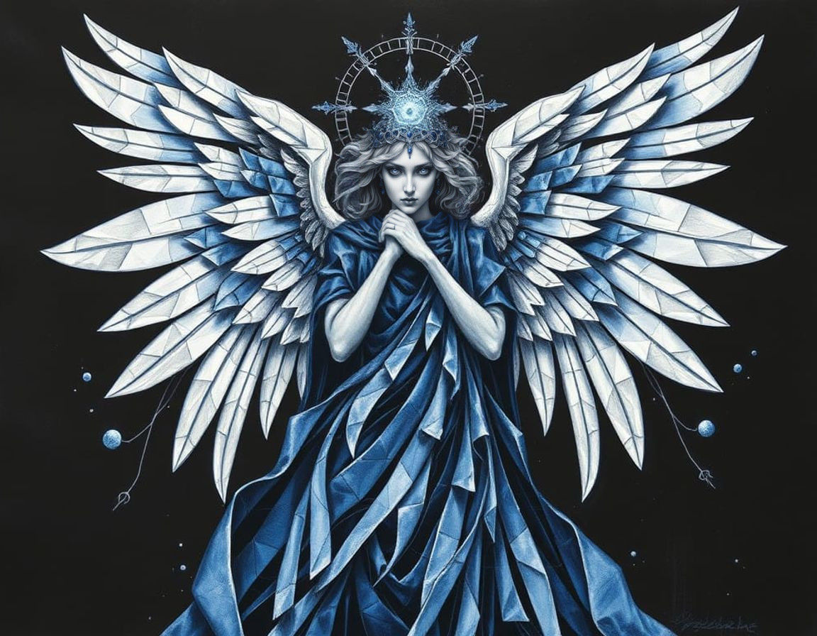 Mysterious Baroque Angel in Ultramarine and Silver