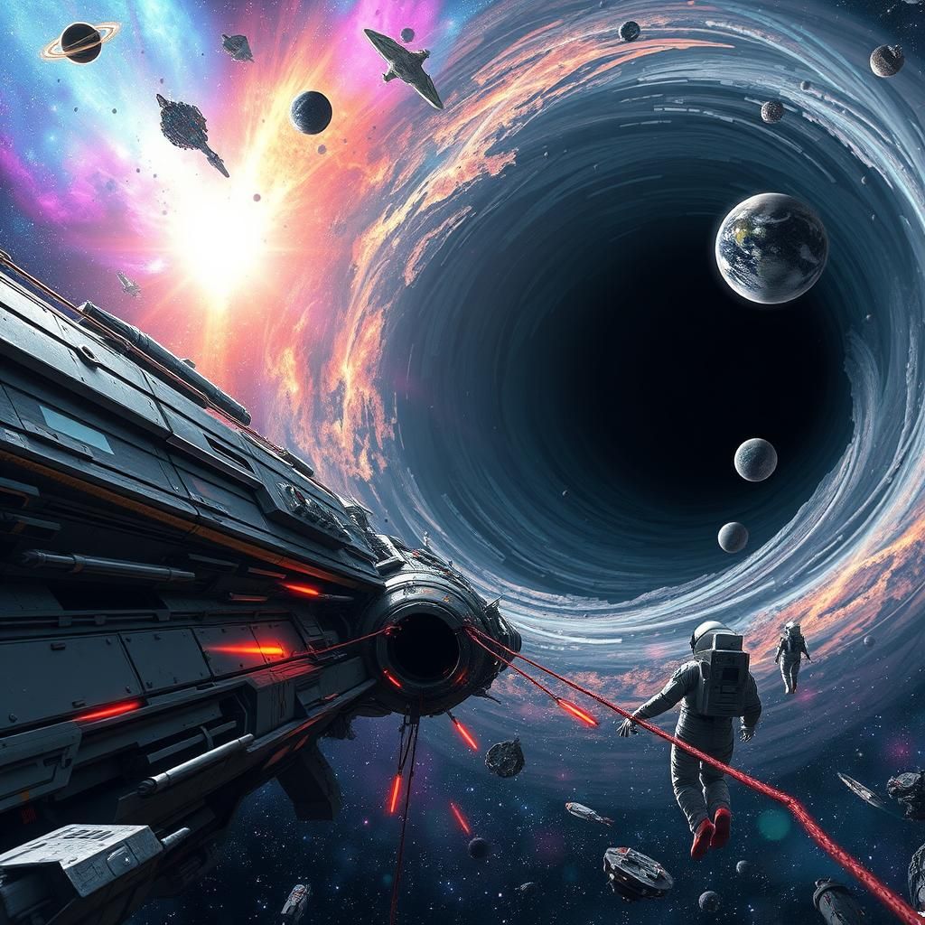 Space Station Approaching Black Hole: An 8K Mixed-Media Mast...