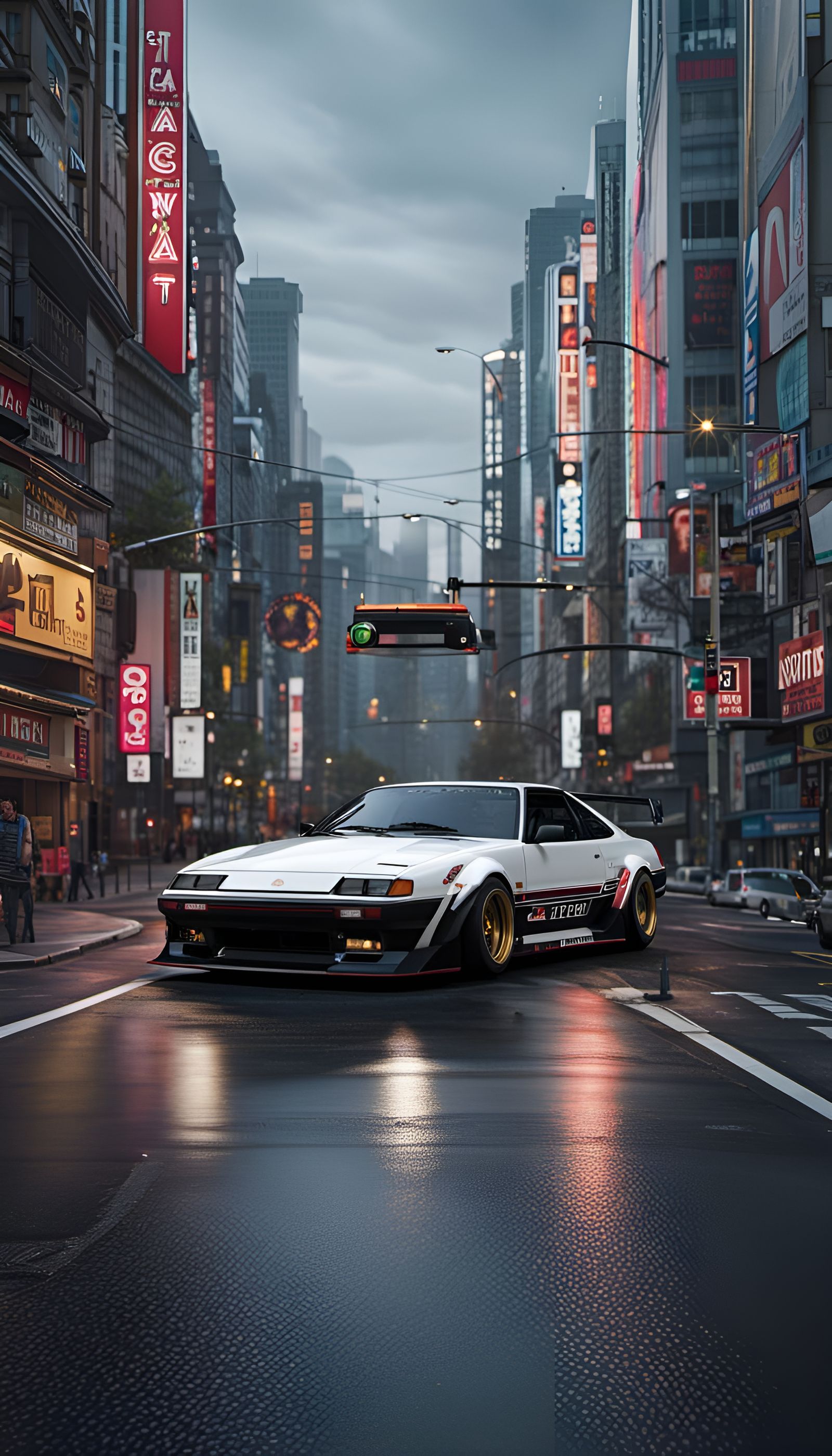 Toyota Trueno AE86 on City Street, Hyperrealism CGI