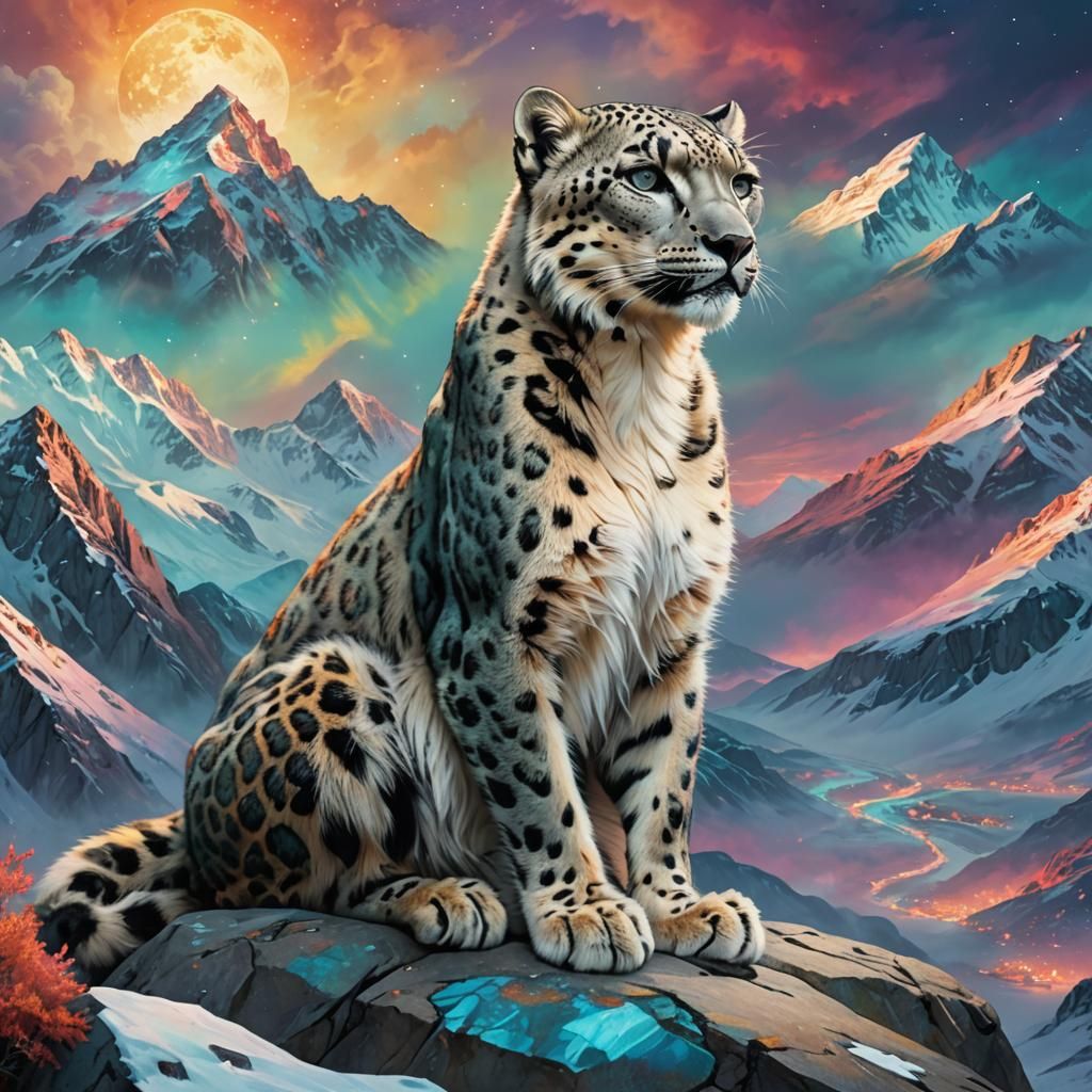 Snow Leopard in Mystical Himalayan Landscape
