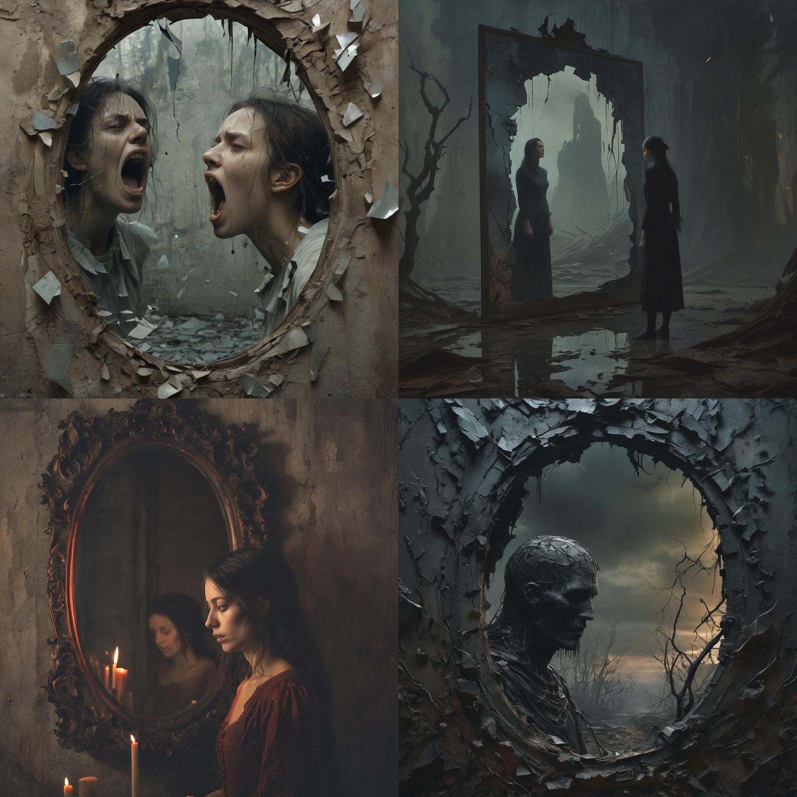 Terrifying Supernatural Horror Scene as Dark Surrealist Pain...