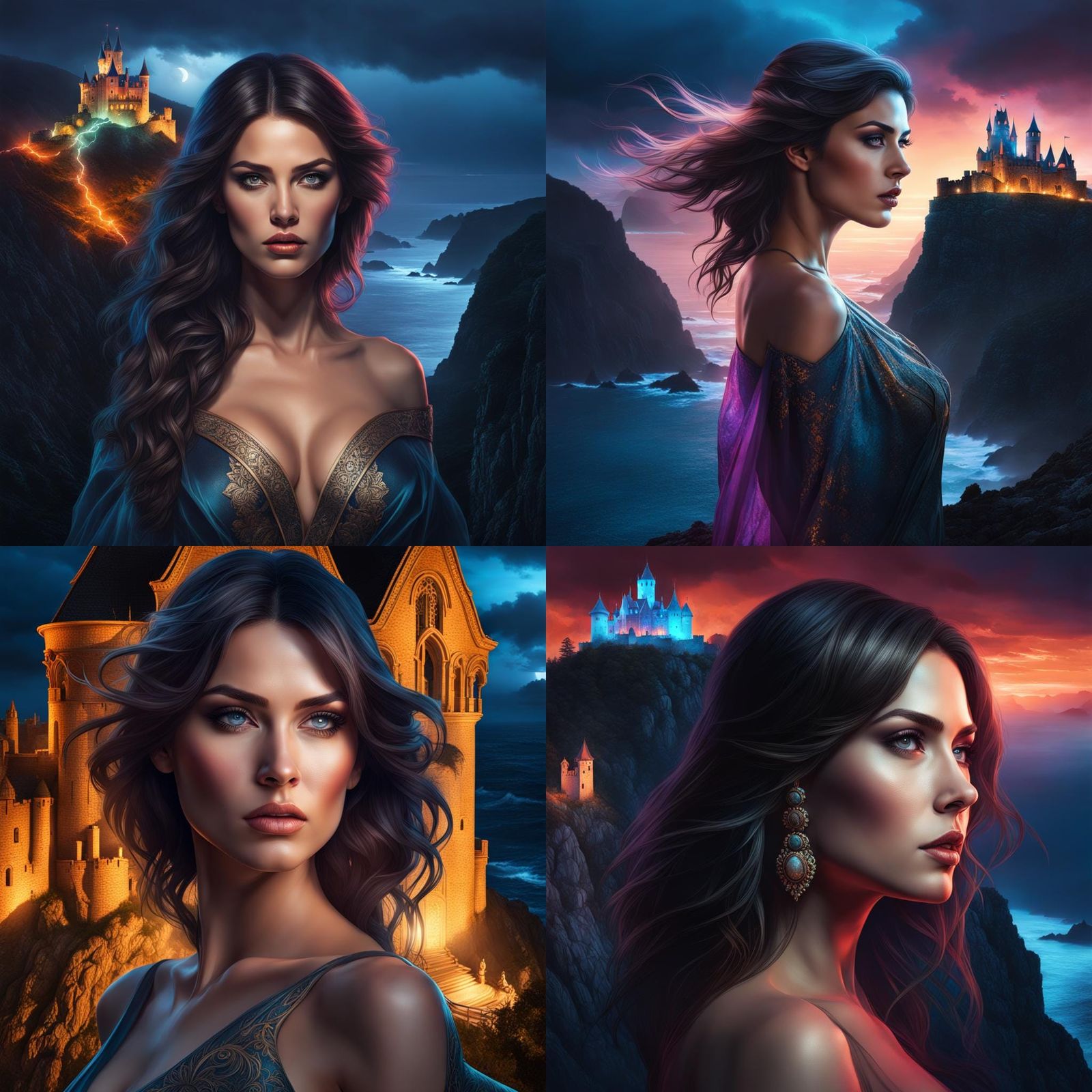 Double Exposure Portrait on Stormy Cliff