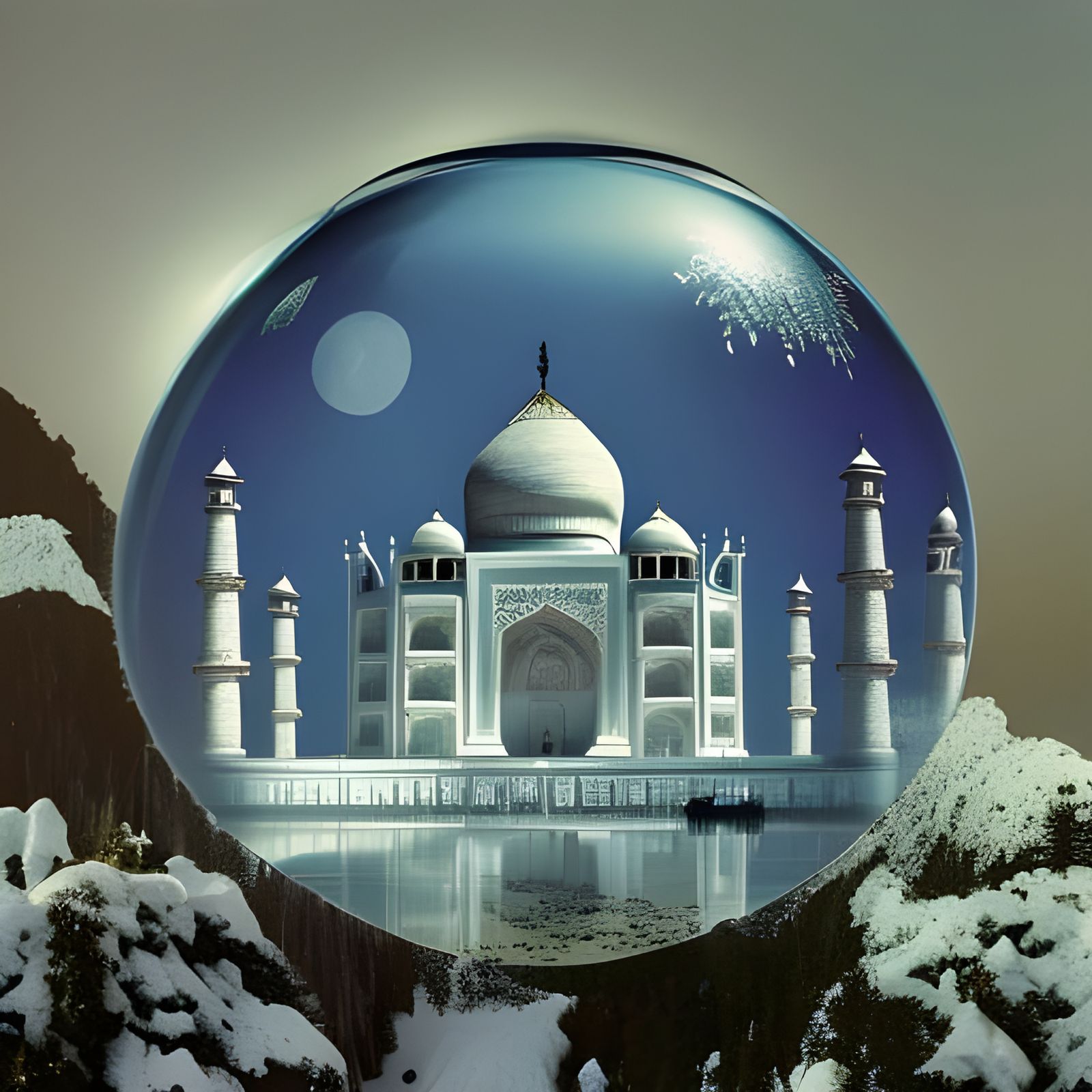 Taj Mahal in Snow Globe: Digital Matte Painting