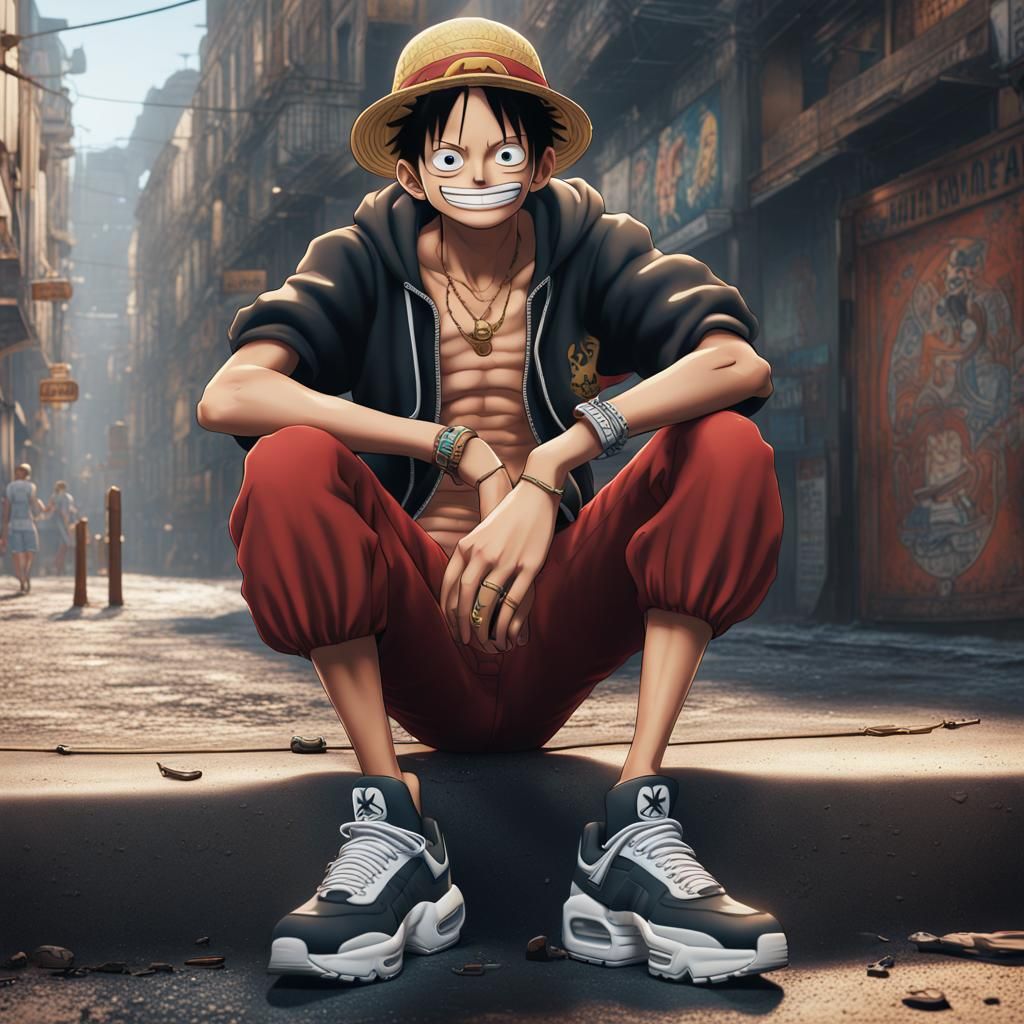 One Piece Crew in Streetwear, Detailed Digital Art