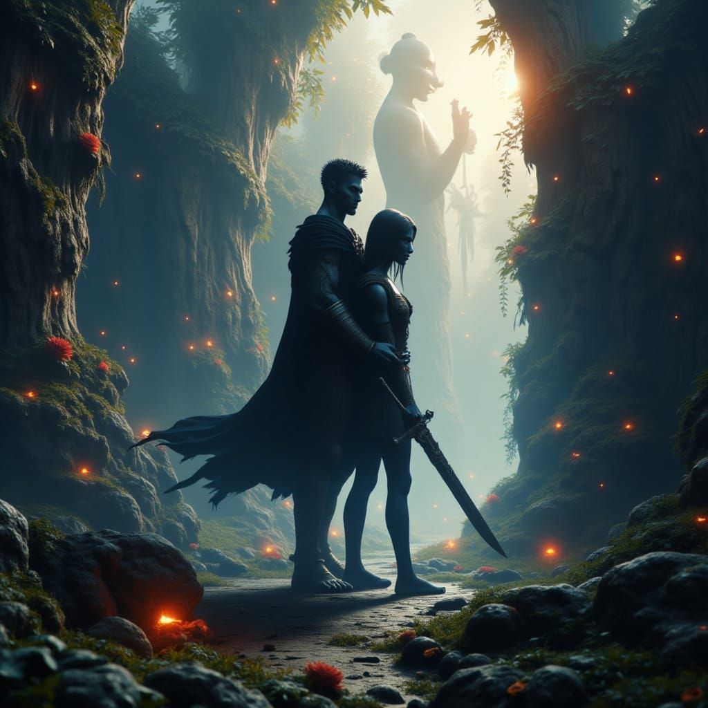 Fantastical Shadow Courtship in Deep, Vibrant Hues