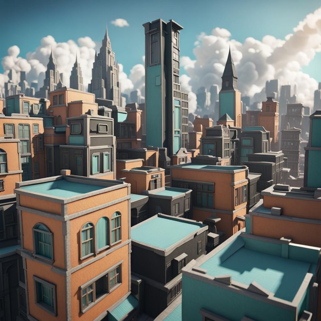 Paper City in 3D Cinematic Style