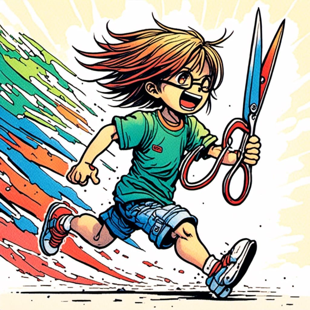 Person Running with Scissors: LoRA Model Photo