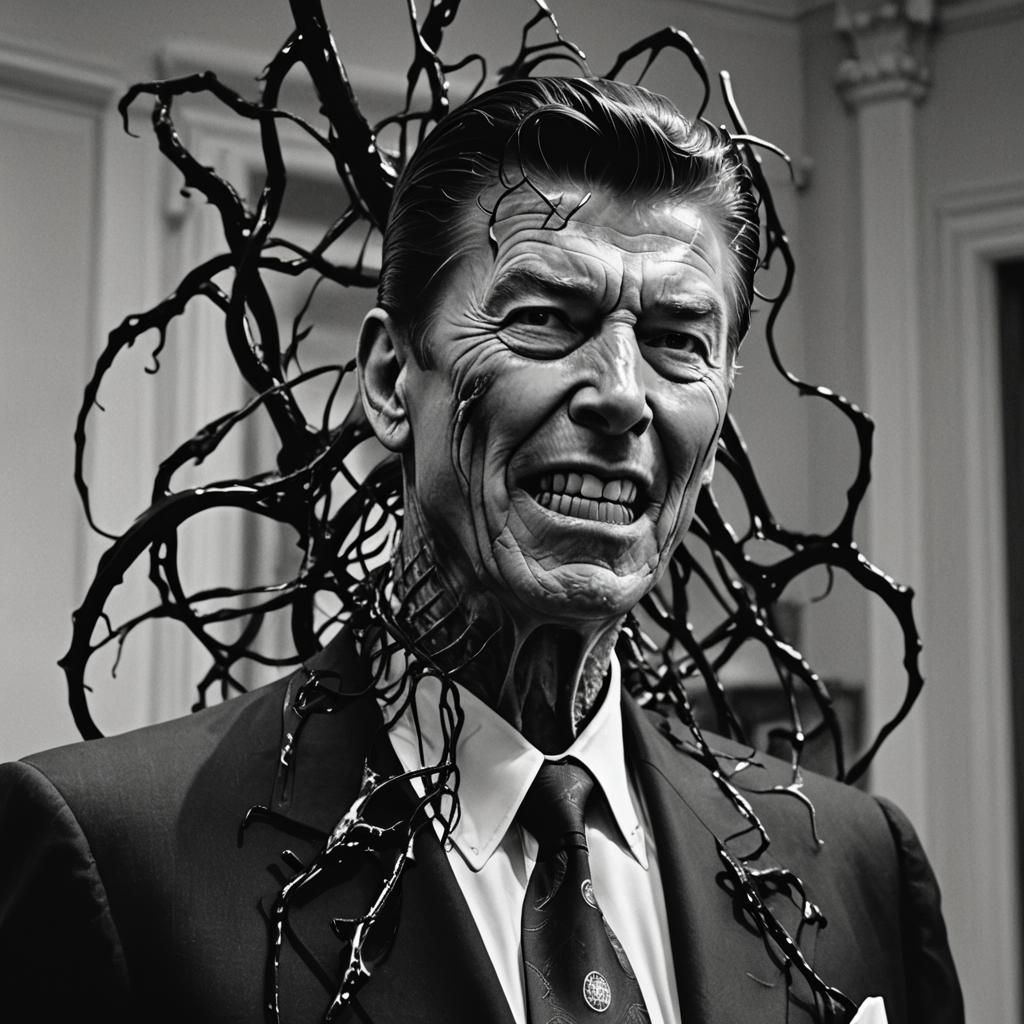 Reagan Possessed by Venom in Comic Book Style