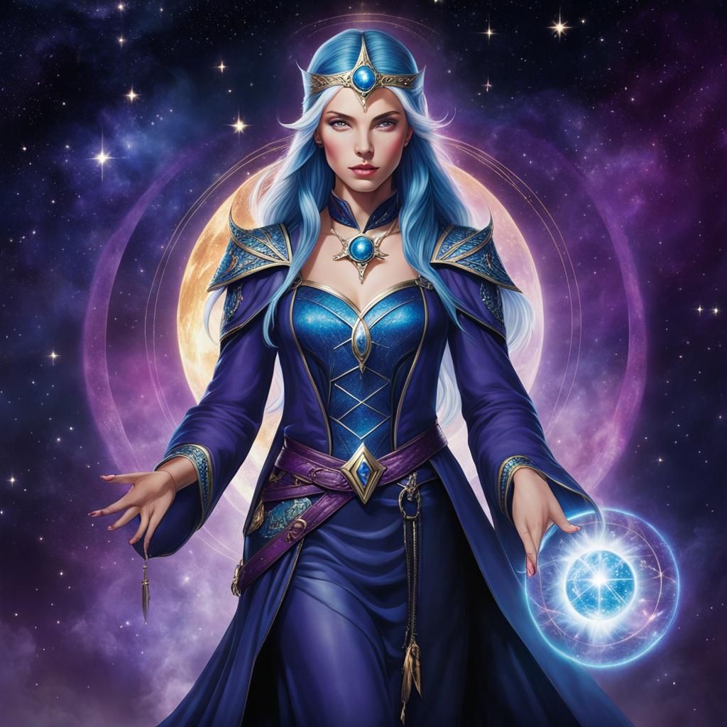 Youthful Celestial Sorceress with Lavish Aura