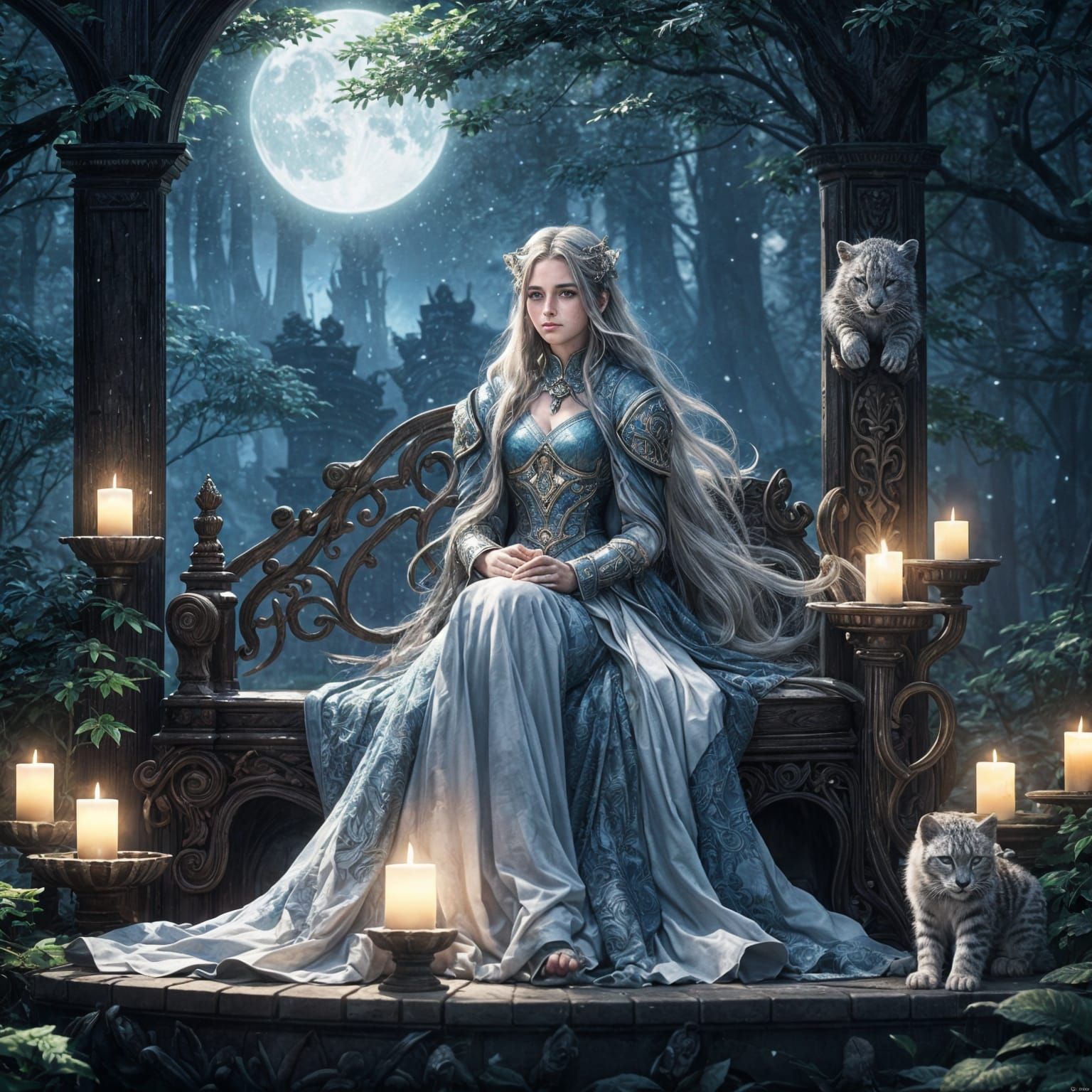 Celestial Warrior Queen in Fantasy Realism Style