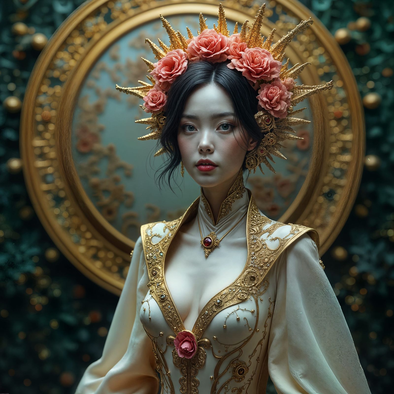 Futuristic Android in Ornate Gown