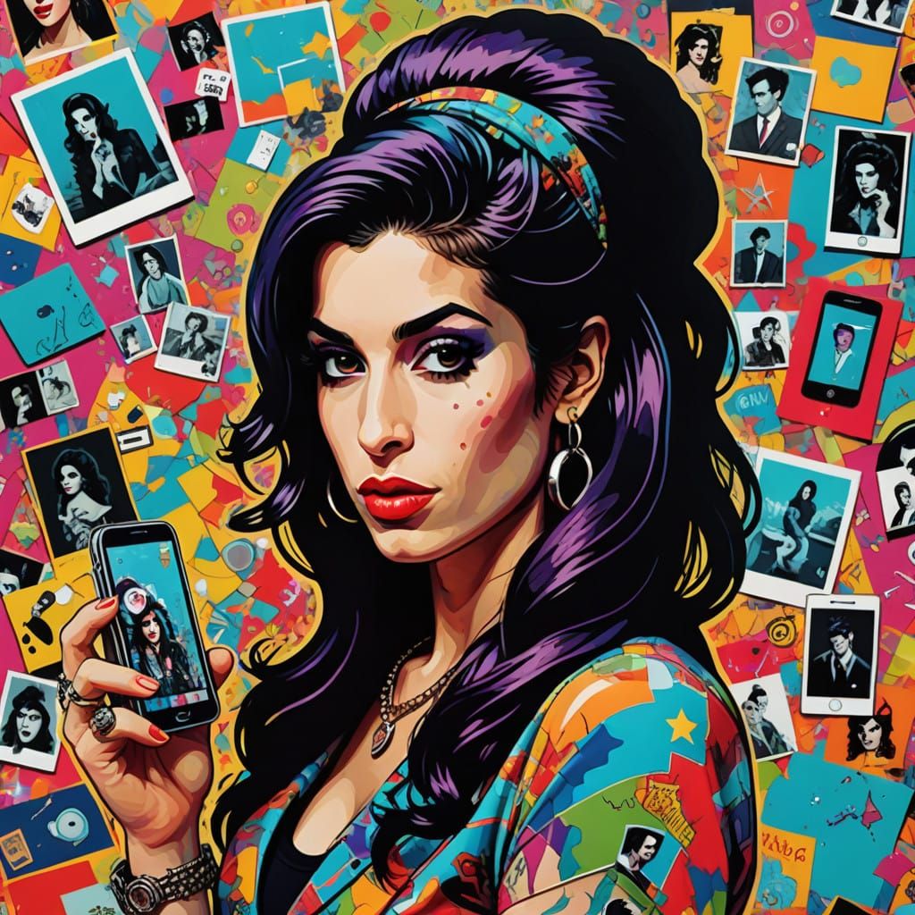 Amy Winehouse in a Vibrant Pop Art Scene