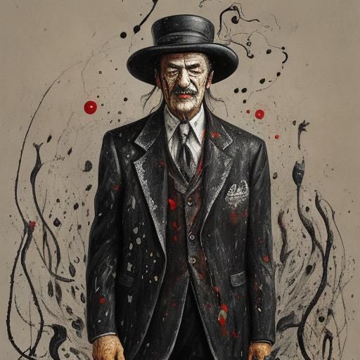 Surreal Portrait in Ink Splatter Art Style