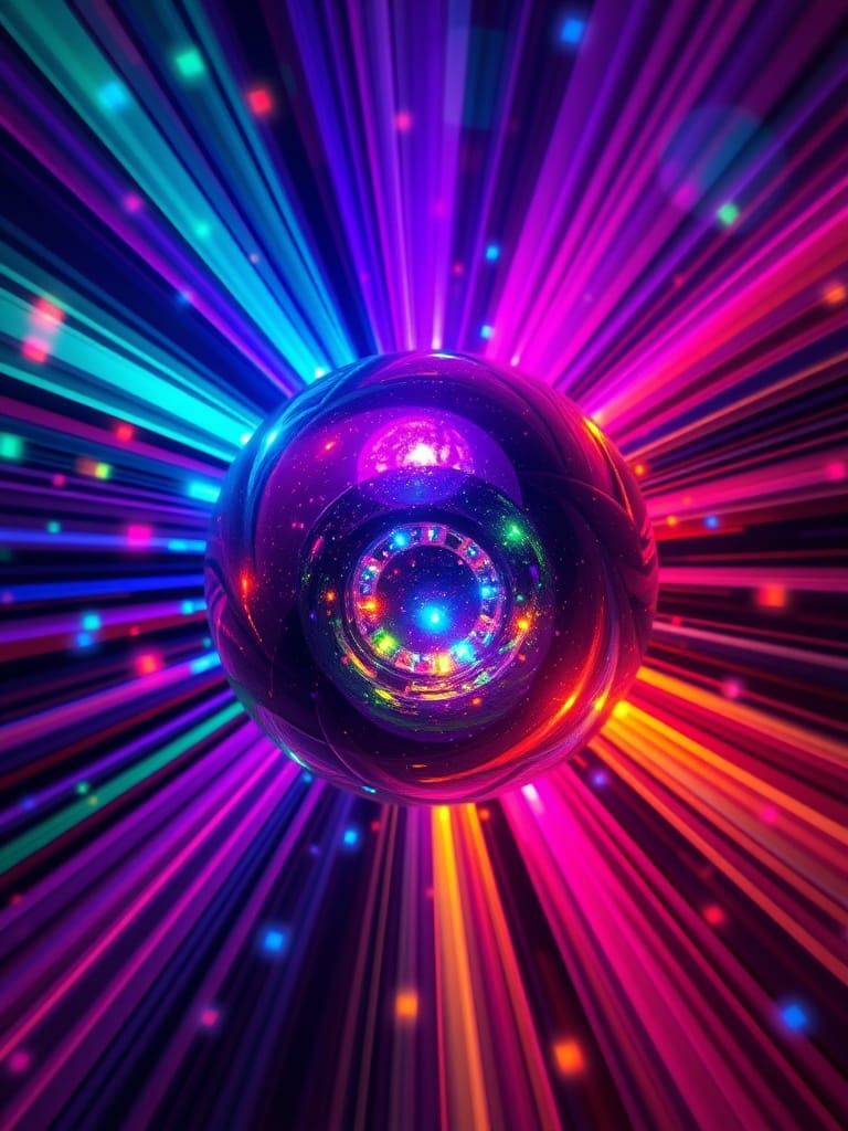 Radiant Fractal Spheres with Rainbow Laser Beams