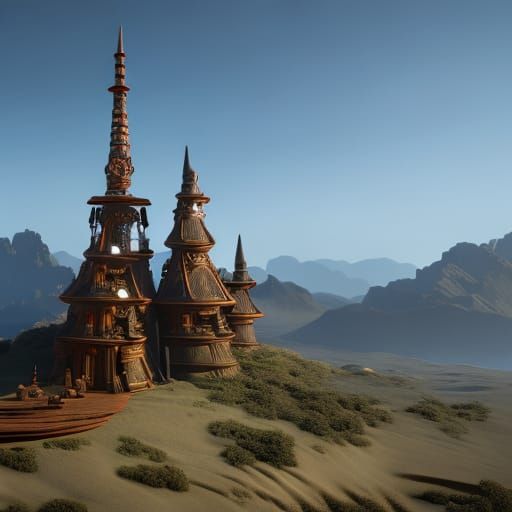 Fantastical Totem in Detailed Matte Painting Style