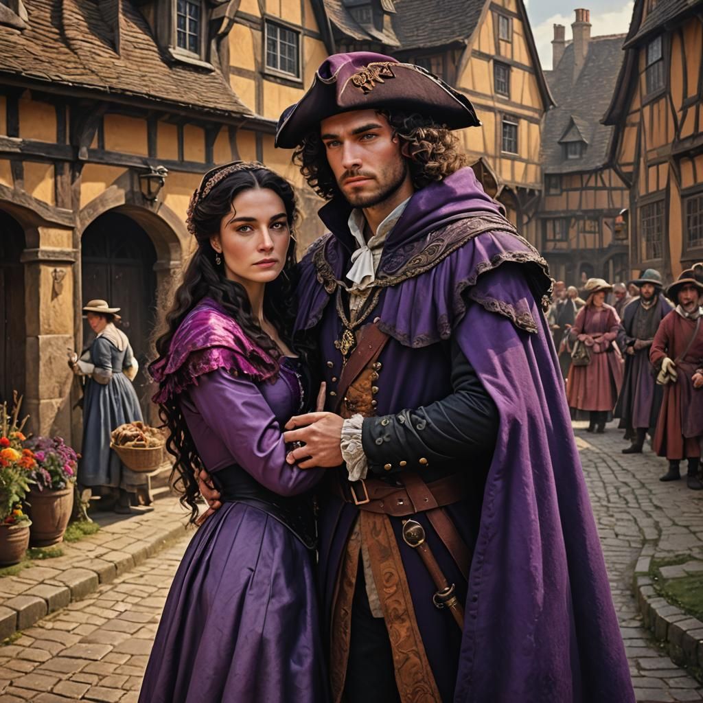 Tudor Couple Embrace in Detailed Digital Painting