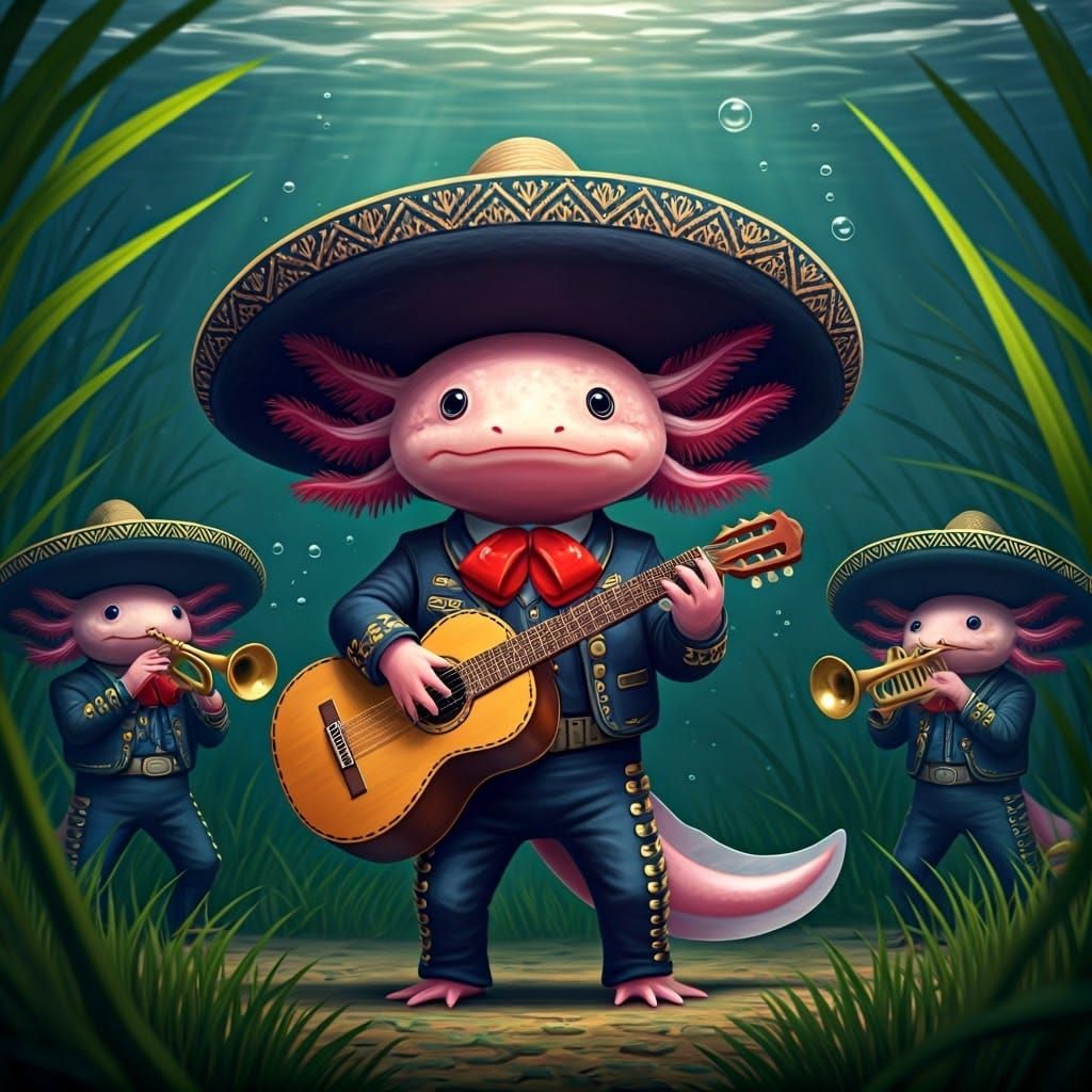 Underwater Serenade: The Axolotl Mariachi Band