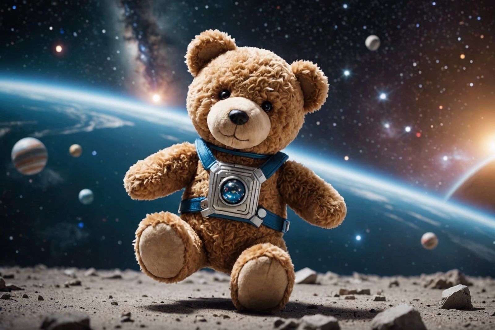 Floating Teddy Bear in Space