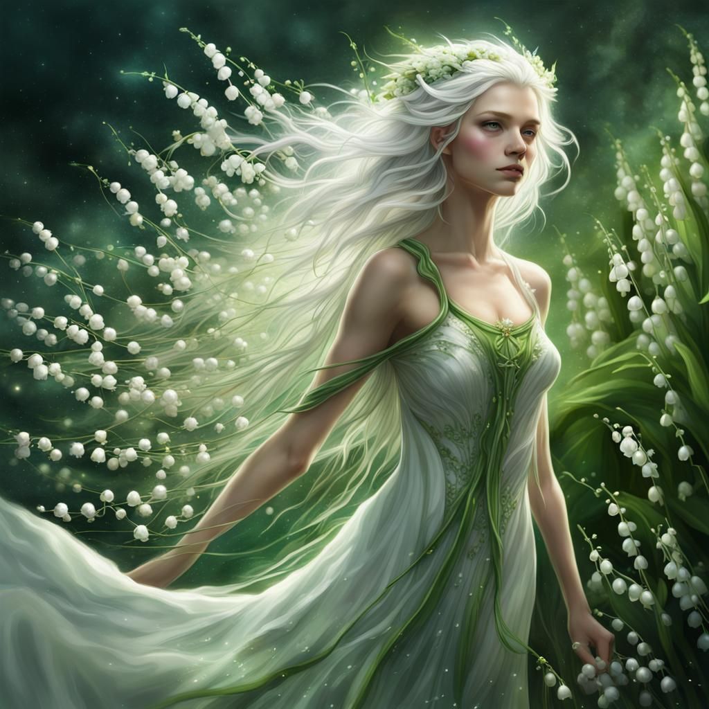 Glowing Fairy Portrait with Lily of the Valley
