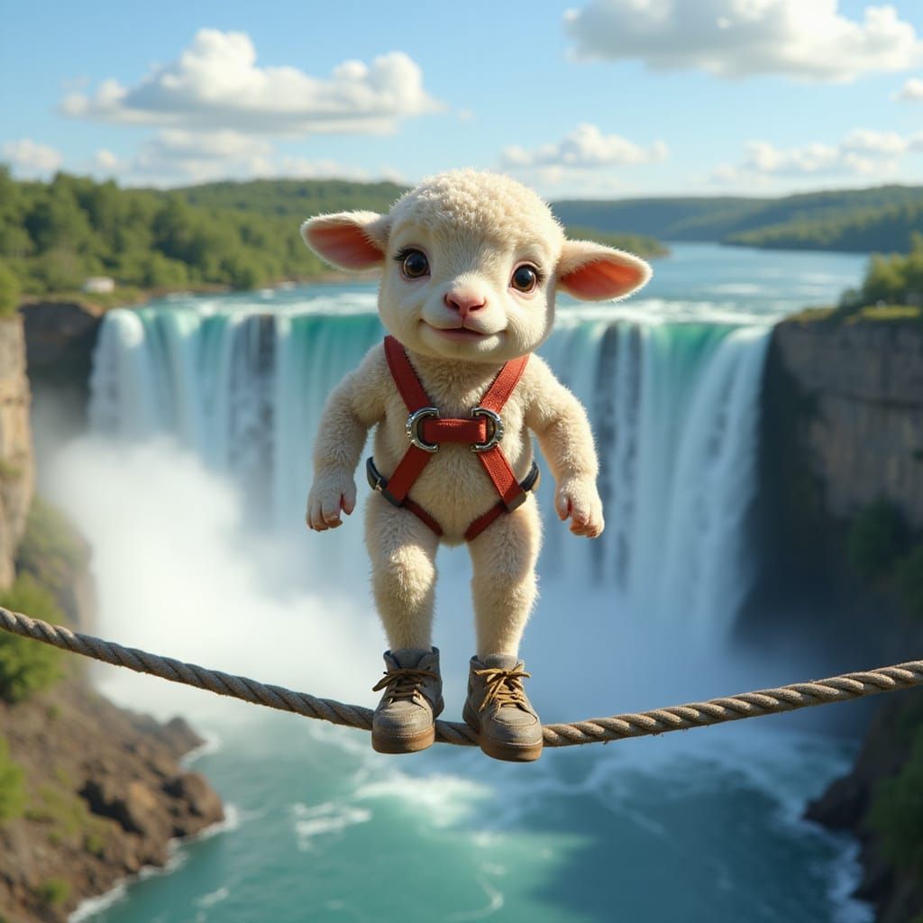 Lamb's Perilous Tightrope Walk Over Niagara, Pixar Style