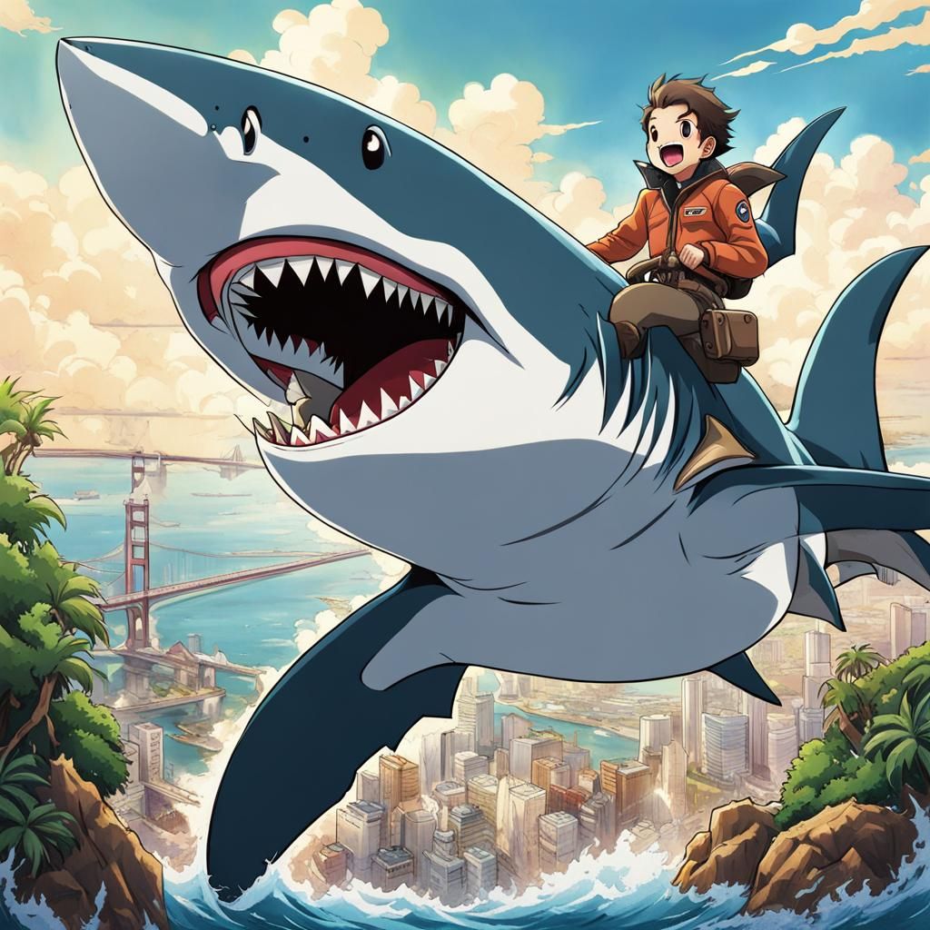 Shark Jump in Anime Style