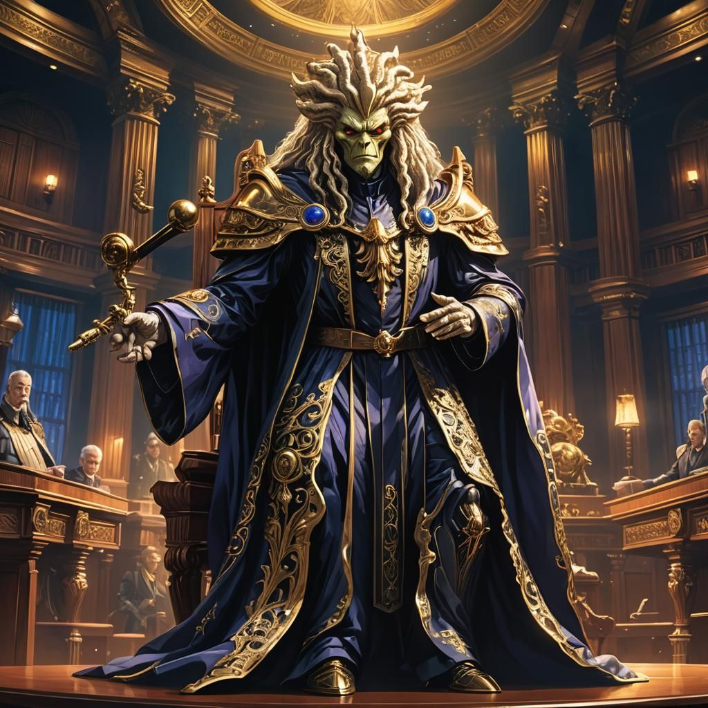 Anime Alien Judge in Lavish Courtroom