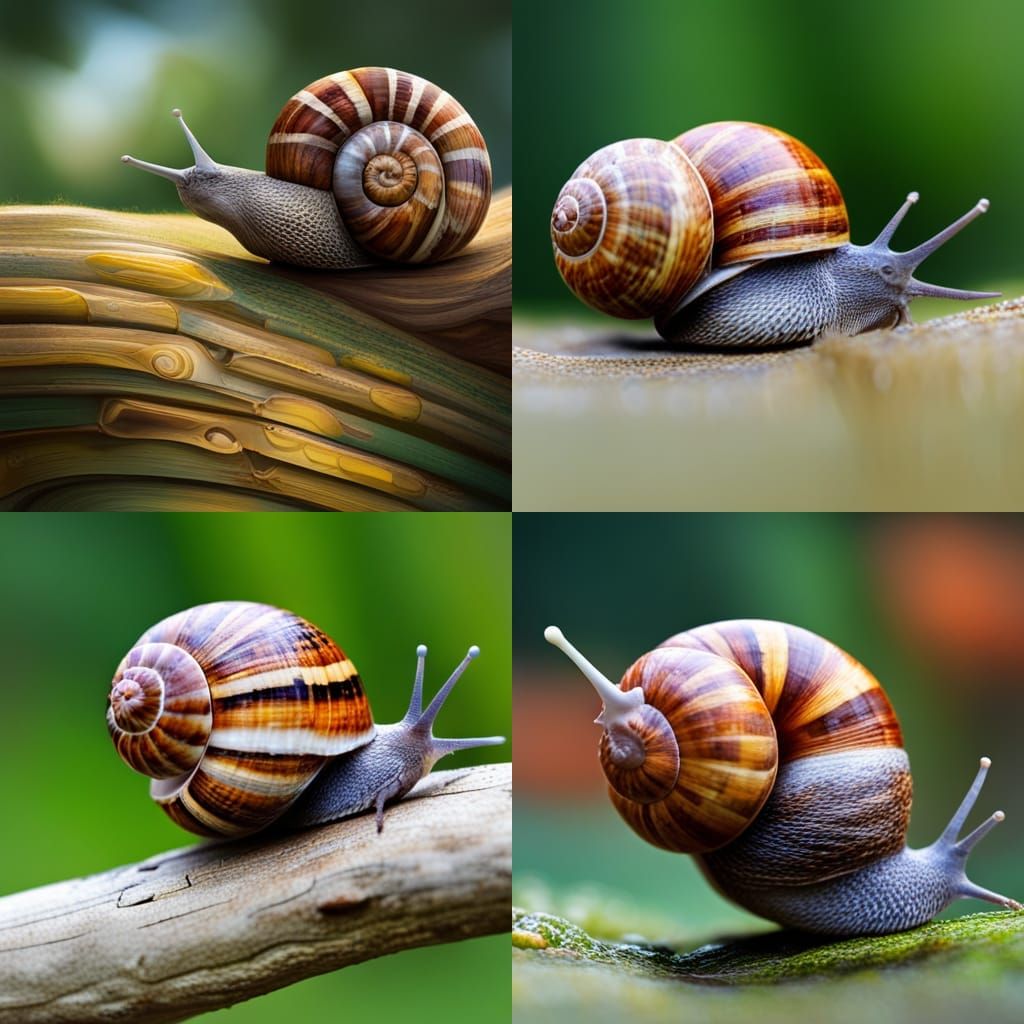 Snail with Coiled Shell on Muscular Foot