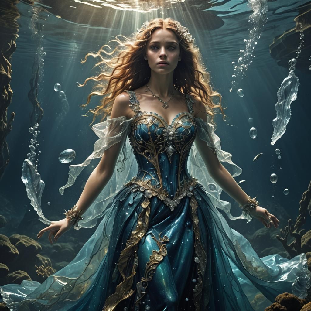 Underwater Sapphire and Diamond Dress Model