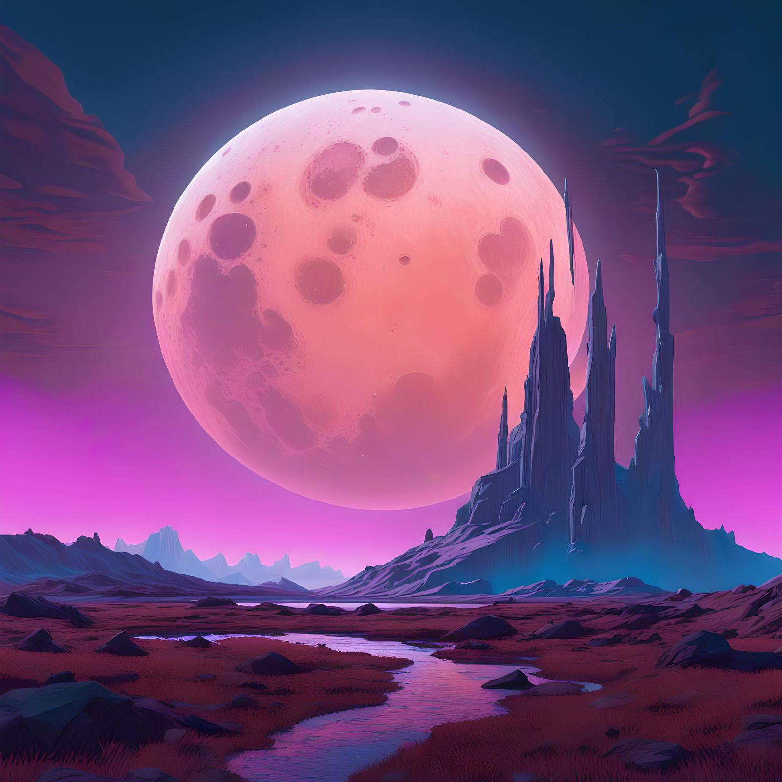 Fantastical Moon in Detailed Matte Painting