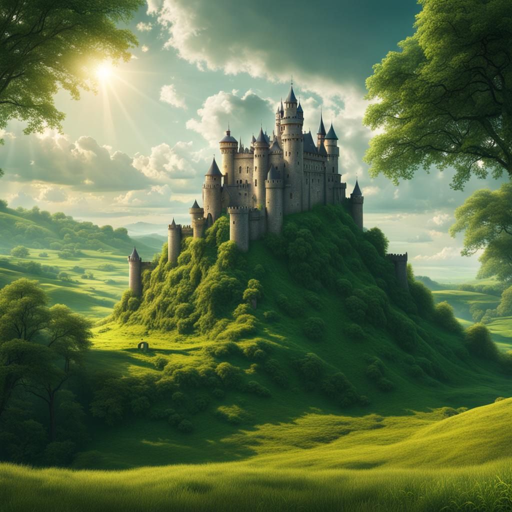 Picturesque Countryside Castle in Epic Digital Painting