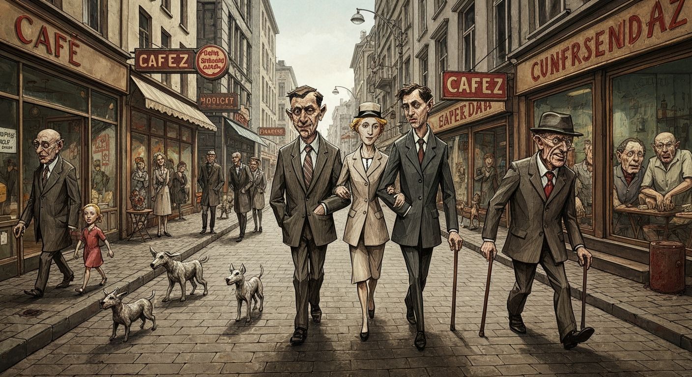 German Expressionist Dada Satire: Urban Scene in George Gros...