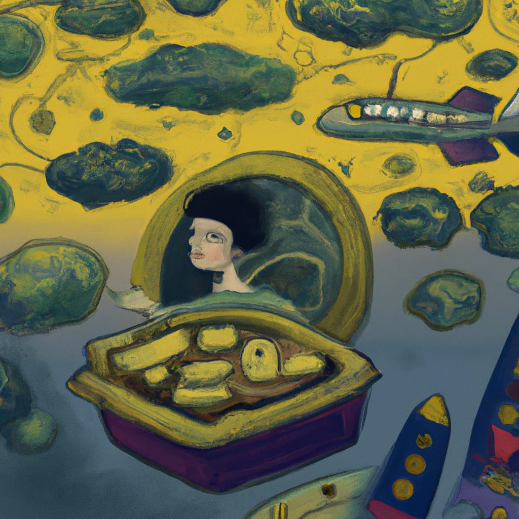 Broccoli Pizza Parachute Drop in Dreamlike Style