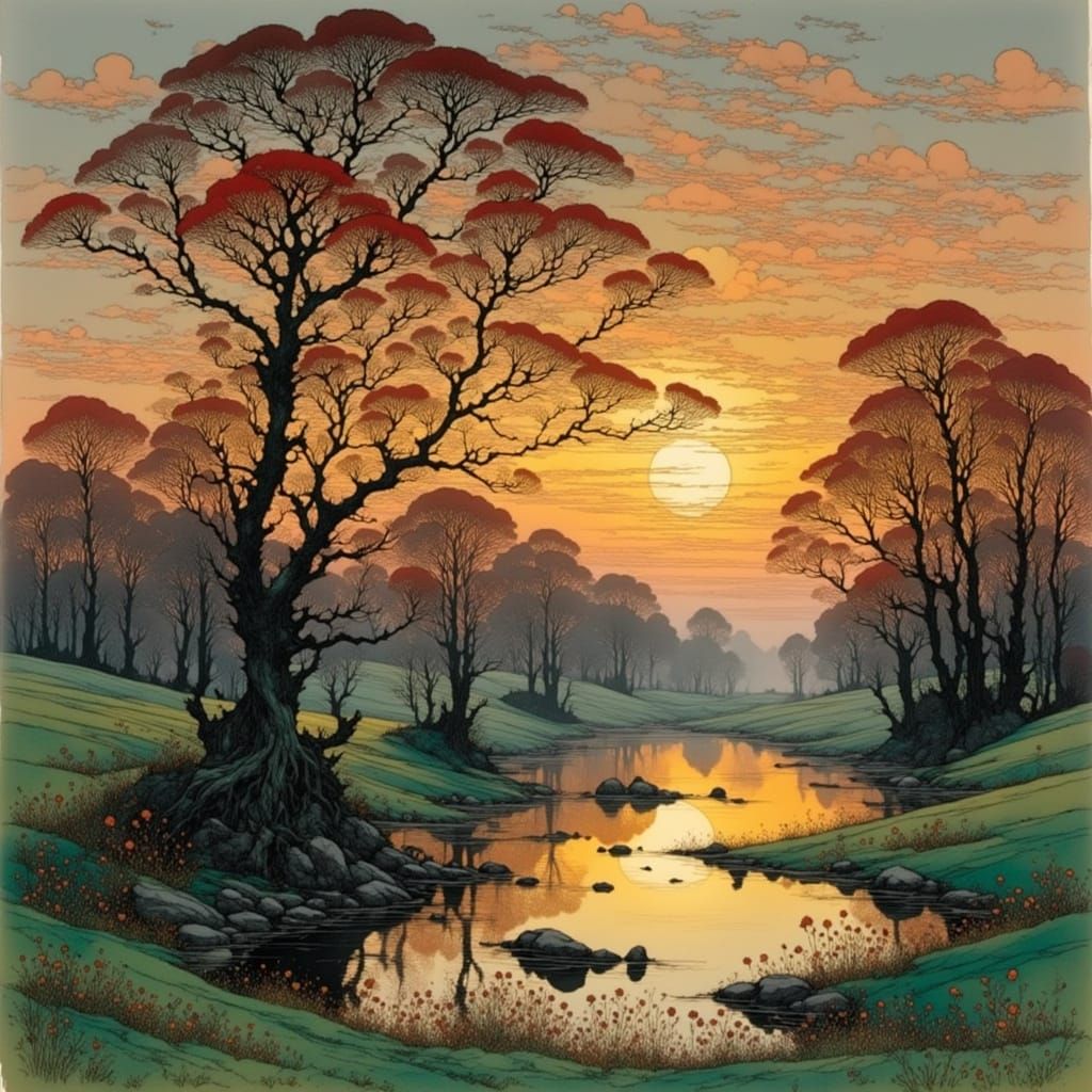 Victorian Landscape Painting with Impressionist Touches