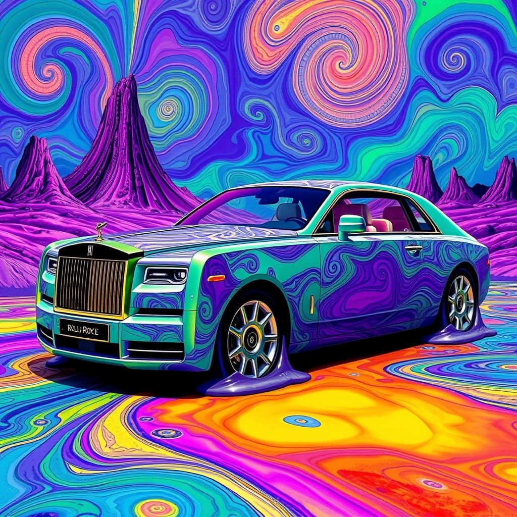 Surreal, Psychedelic Rolls-Royce in Futuristic, Android Jone...