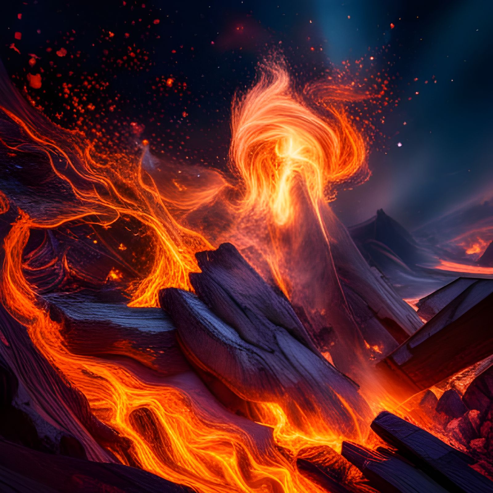 Detailed Campfire Flames in HDR
