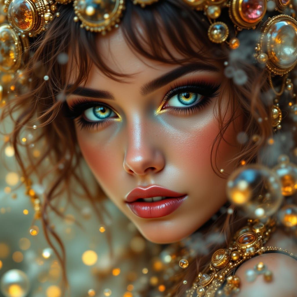 Liquid Woman with Shiny Gold Accents