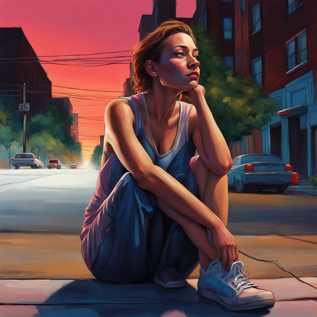 Hyperrealistic Sylvia Gazing at Night Sky