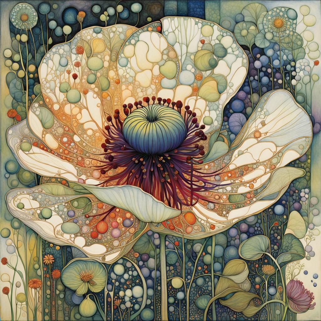 Colorful Wildflowers in Art Nouveau Style