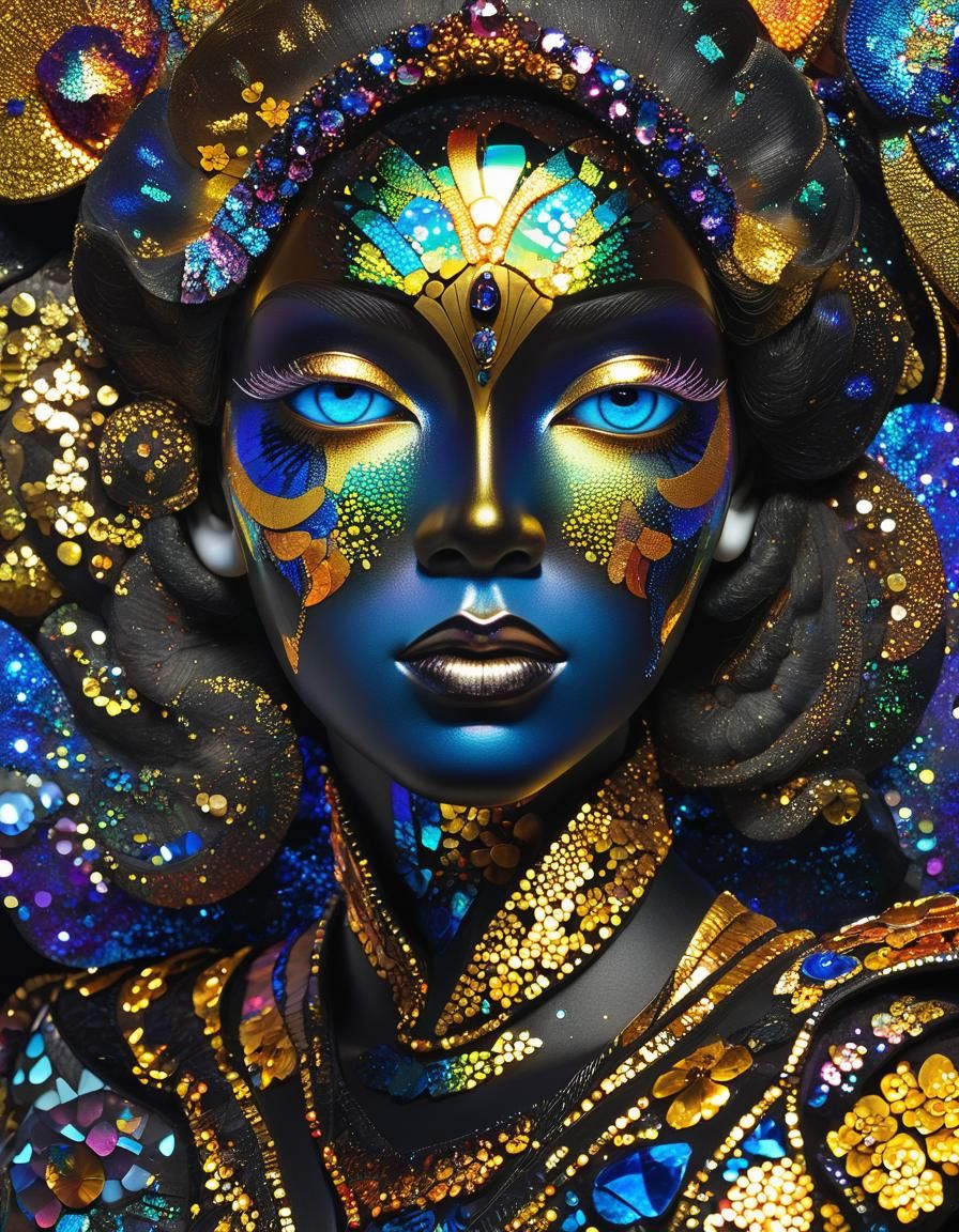 Dichroic Portrait with Cloisonné and Dark Textures