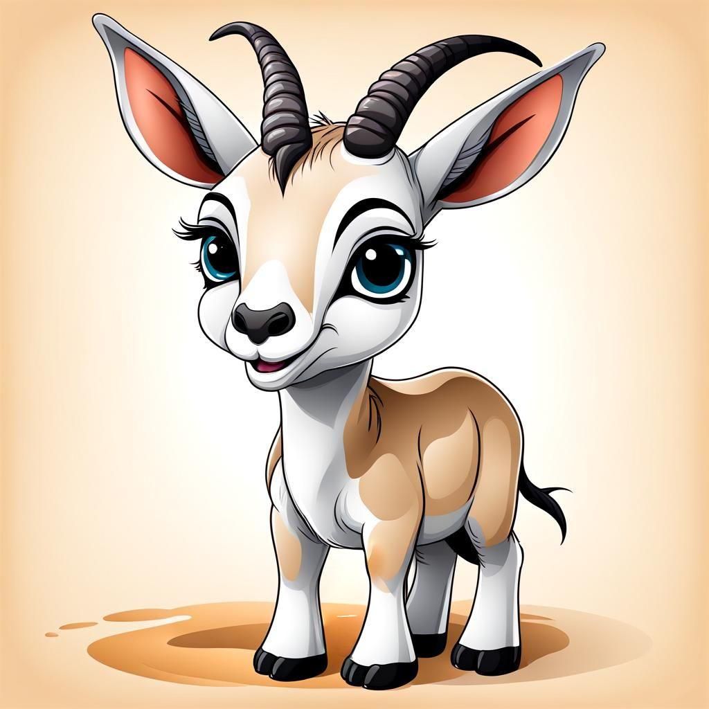 Cute Arabian Oryx Cartoon Illustration