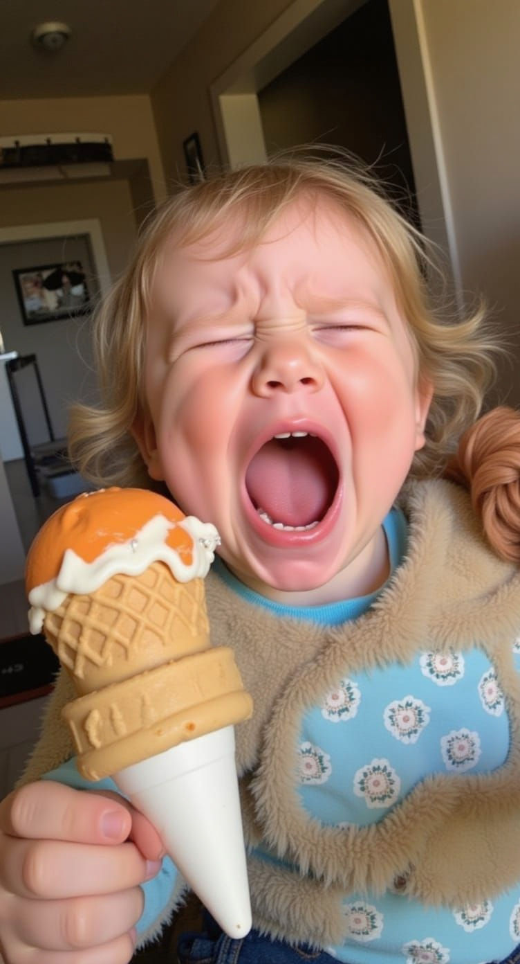 Toddler's Tears: A Melting Ice Cream Tragedy