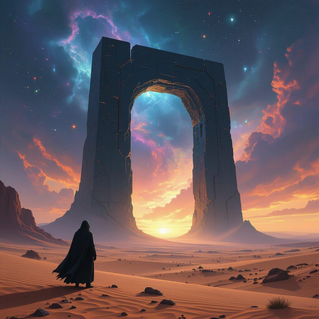 Cosmic Portal in Alien Desert: Matte Painting
