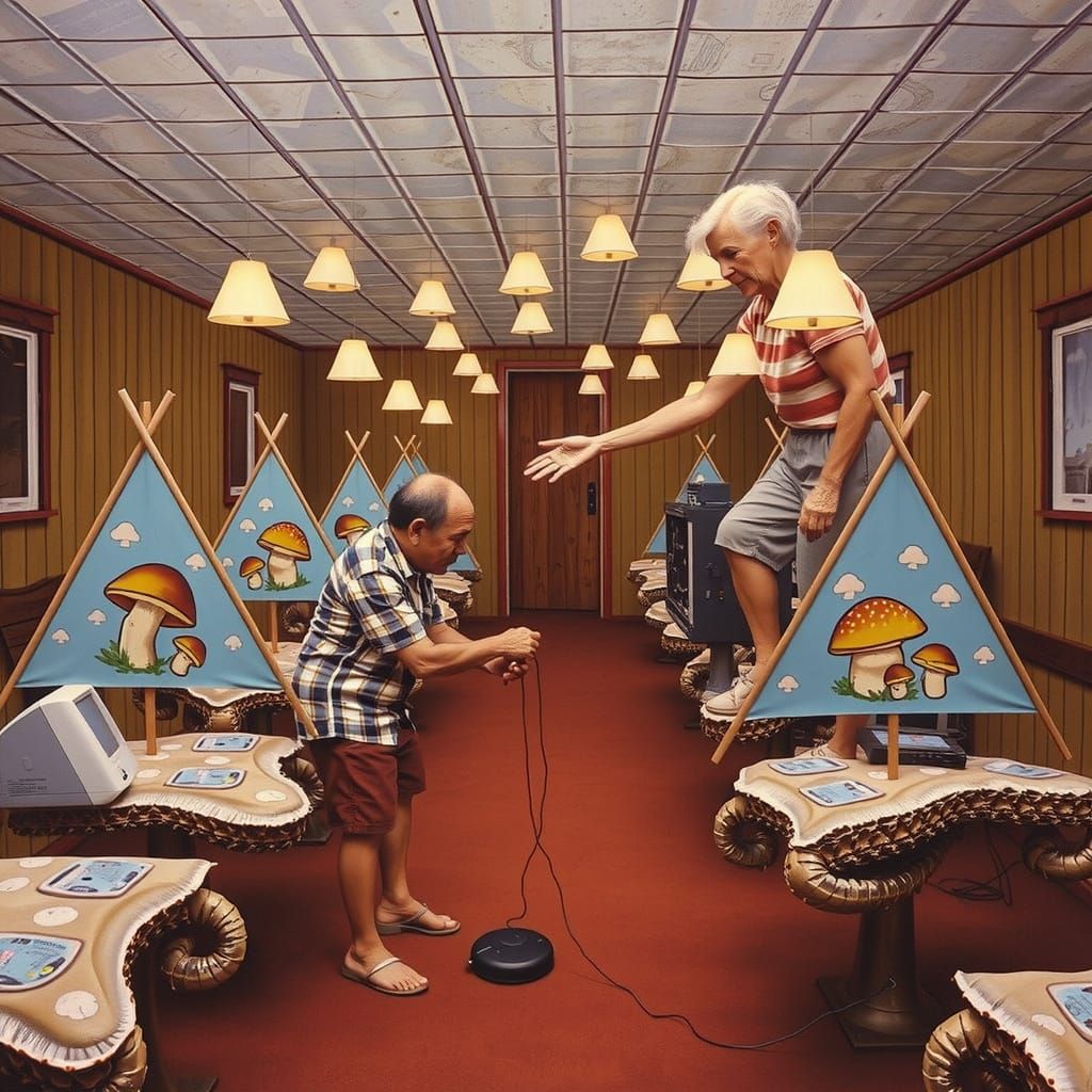 Surreal Mushroom Computer Repair, Photographic Max Ernst Sty...