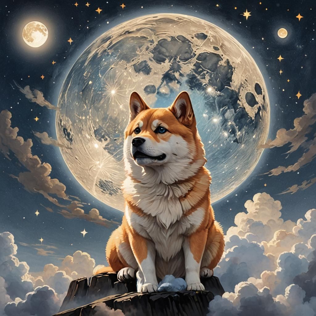 Sun and Moon Ships with Dog on Moon