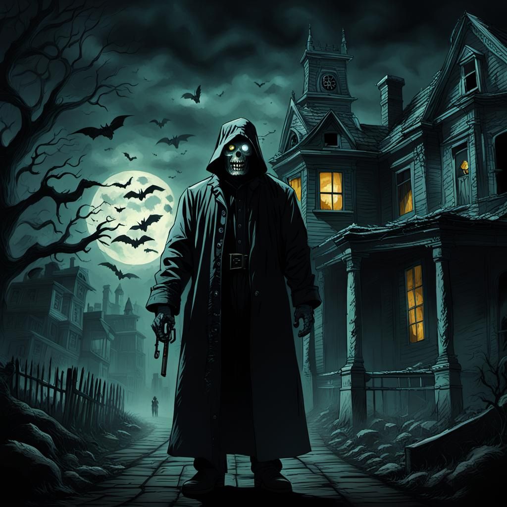 Watchman Stands Guard at Haunted House