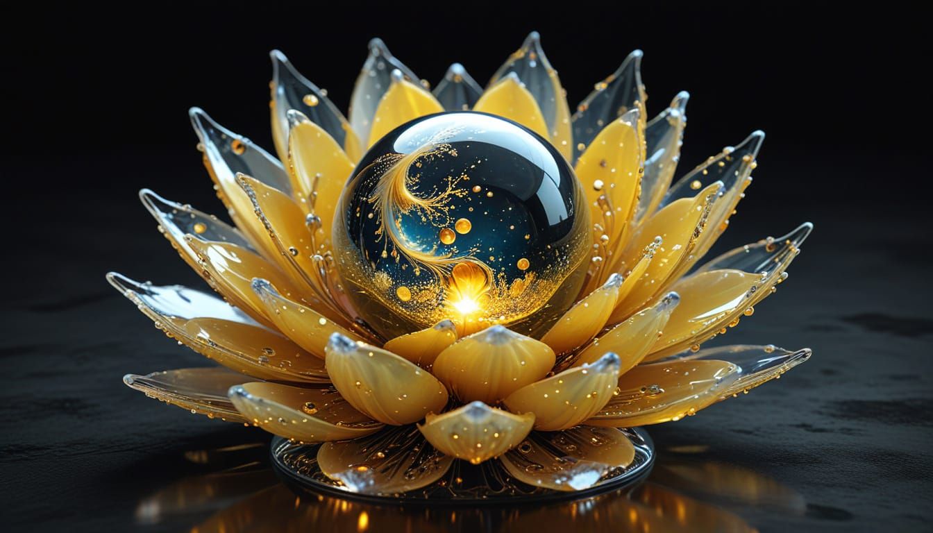 Quantum Fractal Glass Art with Golden Atomic Vibrations