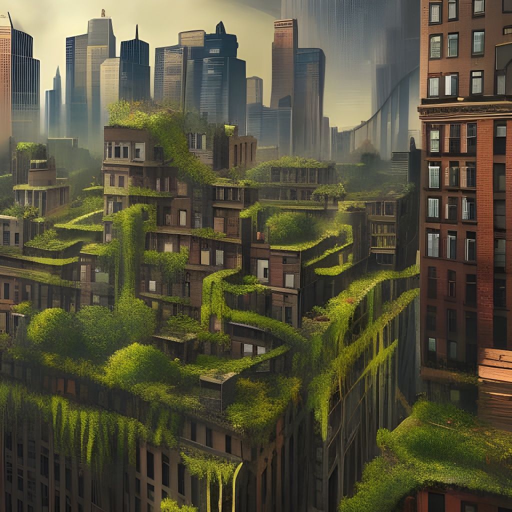 Post-Apocalyptic New York City Overgrown with Nature