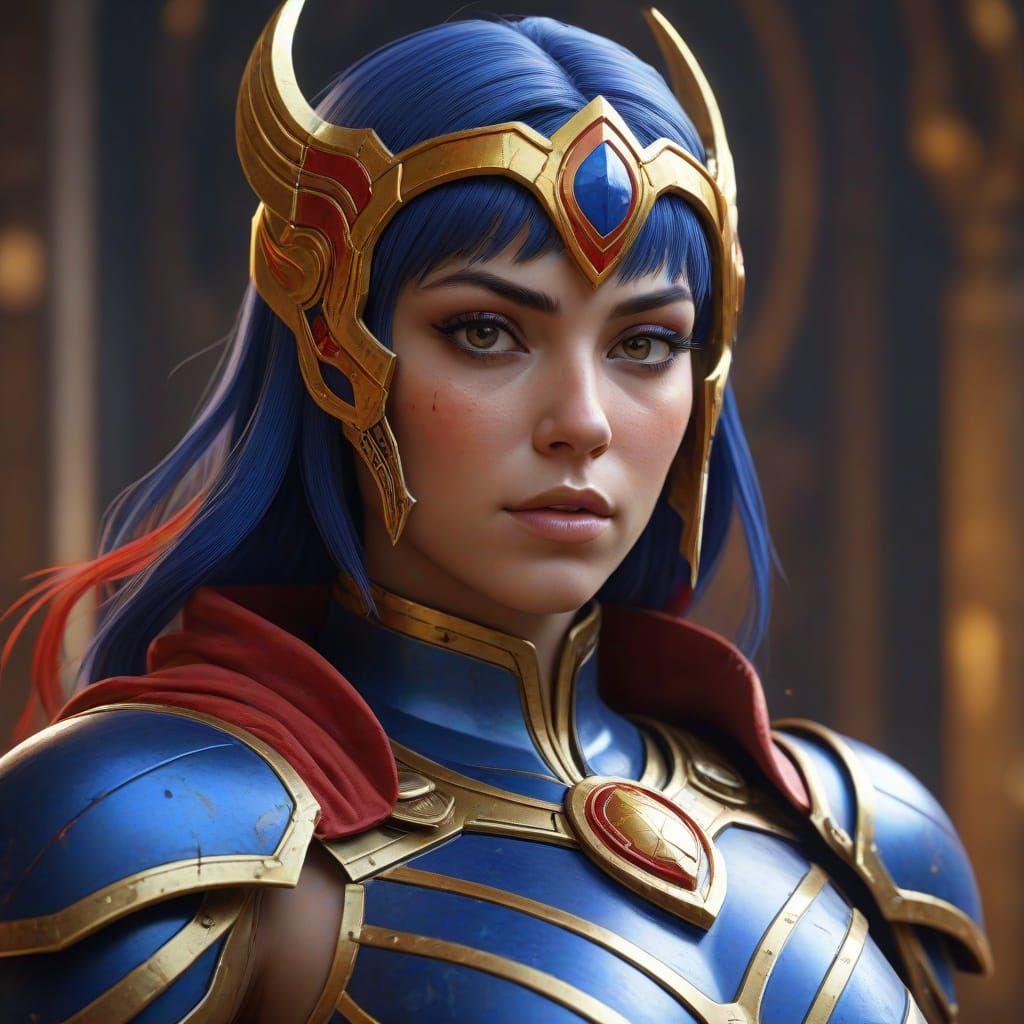 Ethereal Warrior in Art Nouveau Style